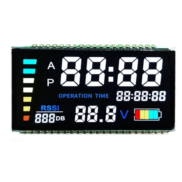 Custom VA TN Monochrome 7 Segment 8 Lcd Display Black Background With White Led Backlight
